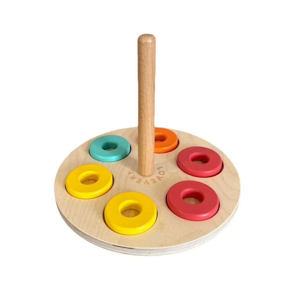 LOVEVERY Wooden Flexible Ring Stacker Babbler Kit  Montessori Toys 6 Rings